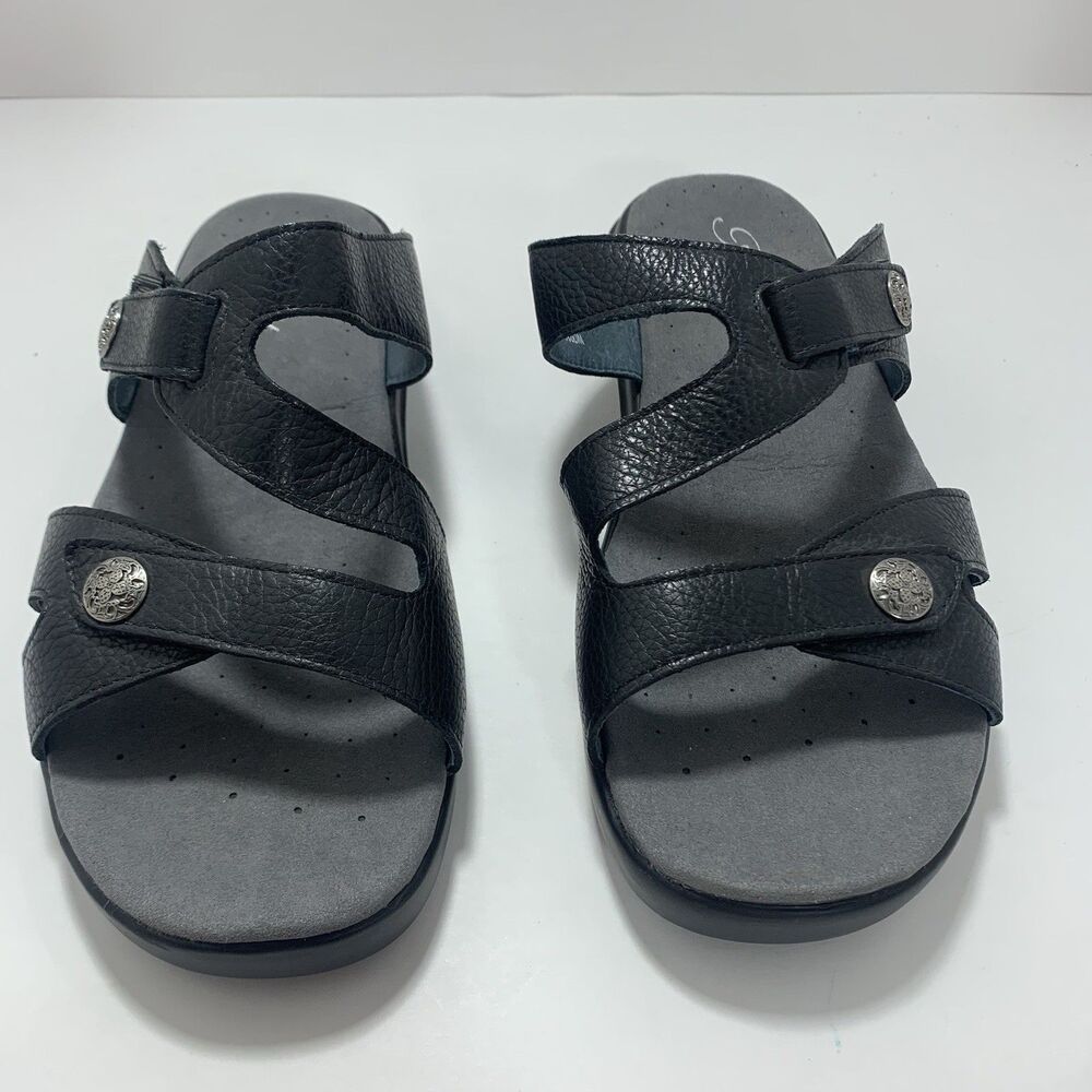 Propet Black Leather Slide Adjustable Strap Slides Size 9 Women’s EUC - Picture 4 of 13